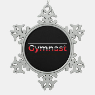 Gymnast - Minimalist Modern Gymnastics Word Snowflake Pewter Christmas Ornament