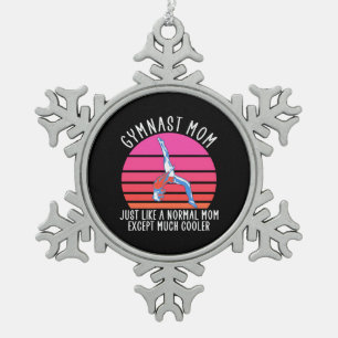 Gymnast Mom Snowflake Pewter Christmas Ornament