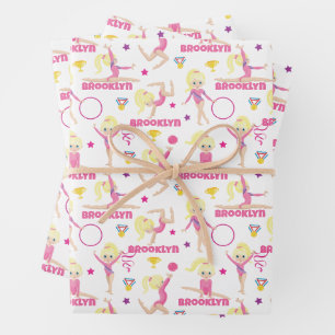 Gymnast Multicultural Personalized Wrapping Paper Sheet