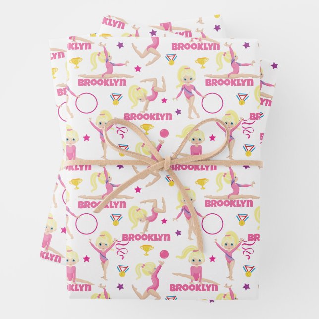 Gymnast Multicultural Personalized Wrapping Paper Sheet (In situ)