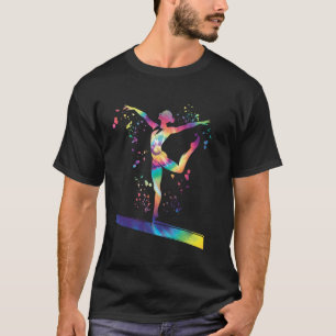 Gymnast on Balance Beam Girls Kids Artistic Gymnas T-Shirt