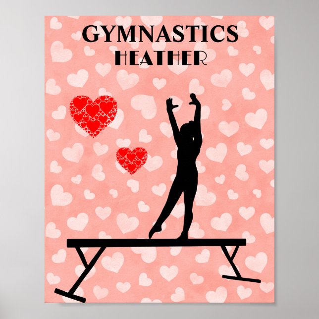GYMNAST ON BALANCE BEAM / HEARTS  POSTER (Front)