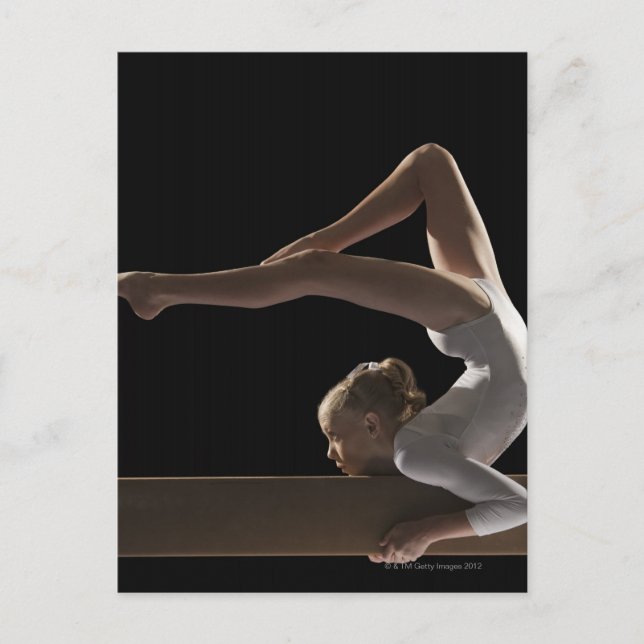 Gymnast on balance beam postcard (Front)