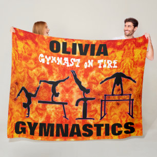Gymnast on Fire - Girls Gymnastics Fleece Blanket