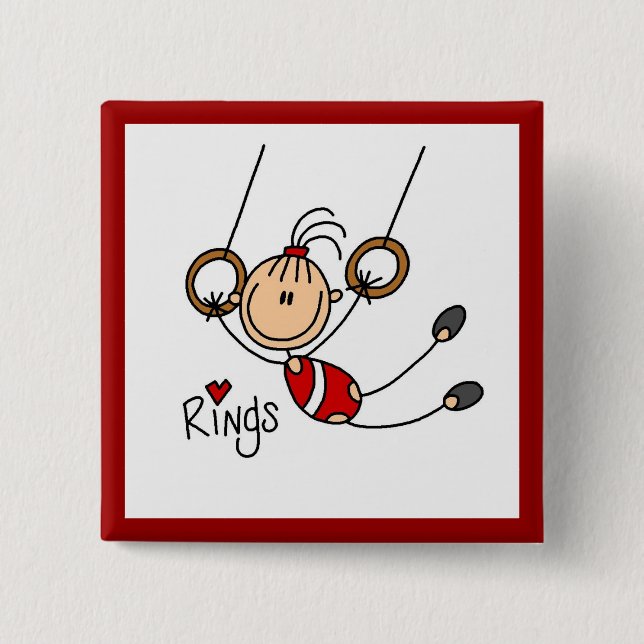 Gymnast on Rings 2 Inch Square Button (Front)