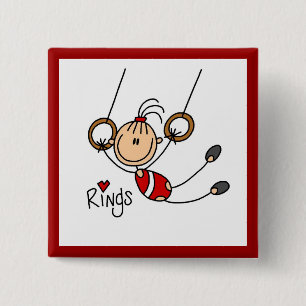 Gymnast on Rings 2 Inch Square Button