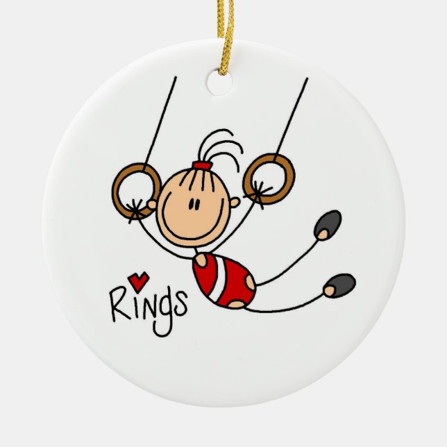 Gymnast on Rings Ceramic Ornament (Front)