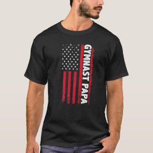 Gymnast Papa American Flag Father's Day Men's T-Shirt
