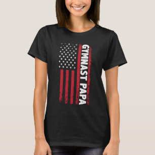 GYMNAST PAPA Sports Dad Player Coach USA Flag T-Shirt