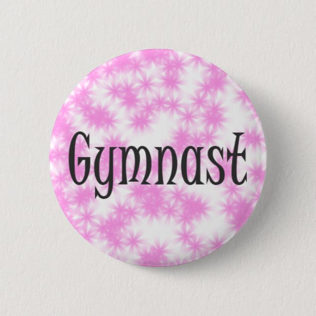 Gymnast Pink and White 2 Inch Round Button (Front)