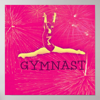 Gymnast Poster - Pink fireworks split-jump