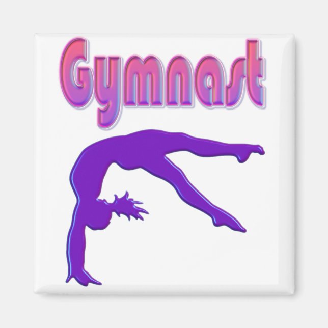 Gymnast Power Tumbling Purple Metallic Magnet (Front)