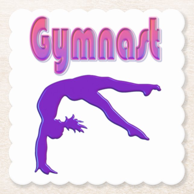 Gymnast Power Tumbling Purple Metallic Paper Coaster (Front)