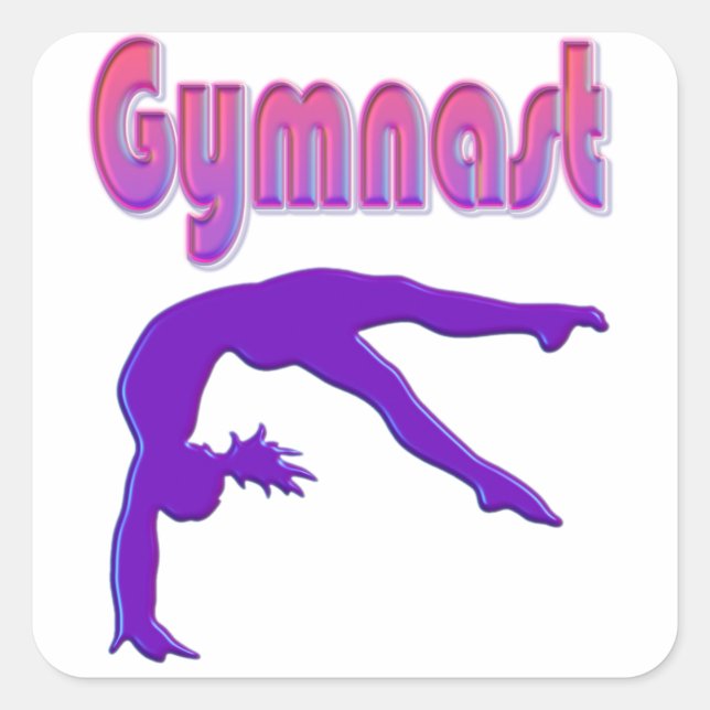 Gymnast Power Tumbling Purple Metallic Square Sticker (Front)