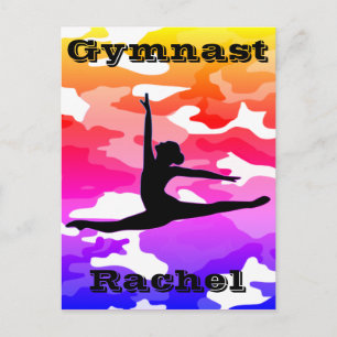 Gymnast Rainbow Camouflage Postcard
