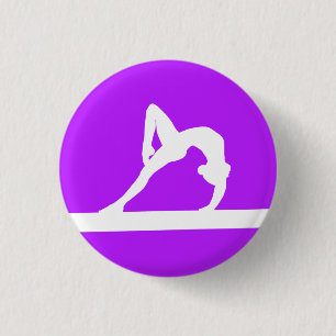 Gymnast Silhouette Button Purple