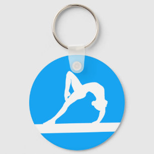 Gymnast Silhouette Keychain Blue