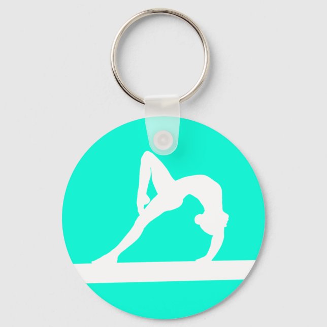 Gymnast Silhouette Keychain Turquoise (Front)
