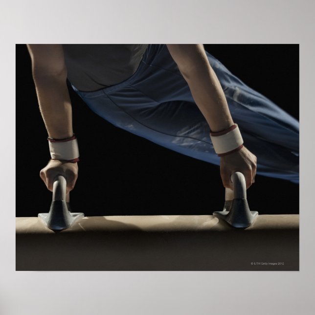 Gymnast swinging on pommel horse poster (Front)