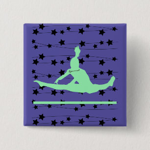 Gymnast Swirling Stars 2 Inch Square Button
