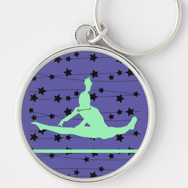 Gymnast Swirling Stars Keychain (Front)
