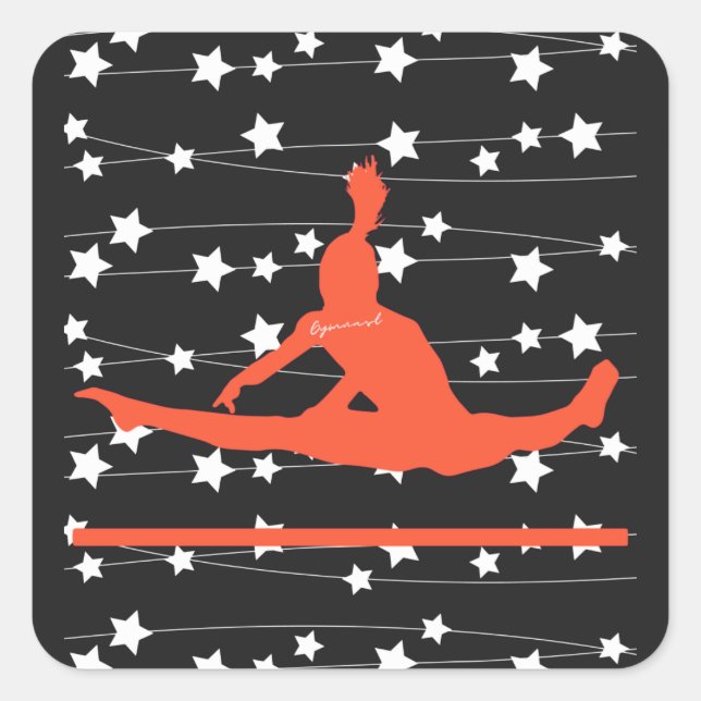 Gymnast Swirling Stars Square Sticker (Front)