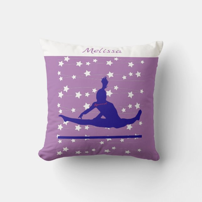 Gymnast Swirling Stars Throw Pillow (Front)