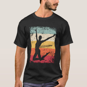 Gymnast With Hoop Girls Kids Retro Rhythmic Gymnas T-Shirt