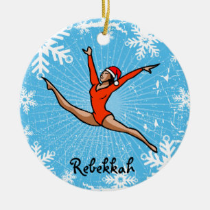GymnastChick Leap Santa personalize ornament