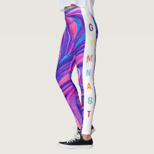 Gymnaste Rose / Violet / Leggings à spirales bleue