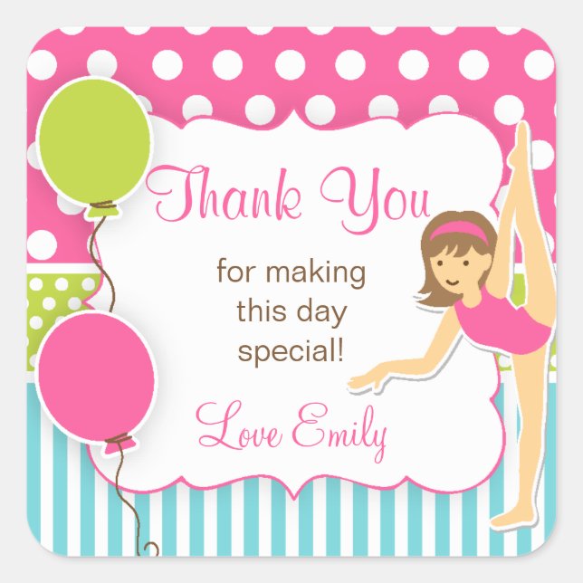 Gymnastic Birthday Favour Tag (Front)