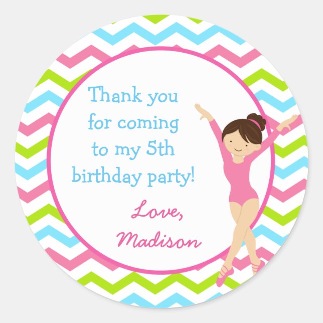 Gymnastic Birthday Favour Tags (Front)