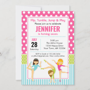 Gymnastic Birthday Invitation girls party