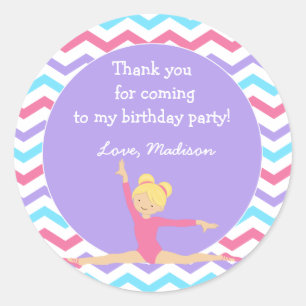 Gymnastic Birthday Party Favour Stickers
