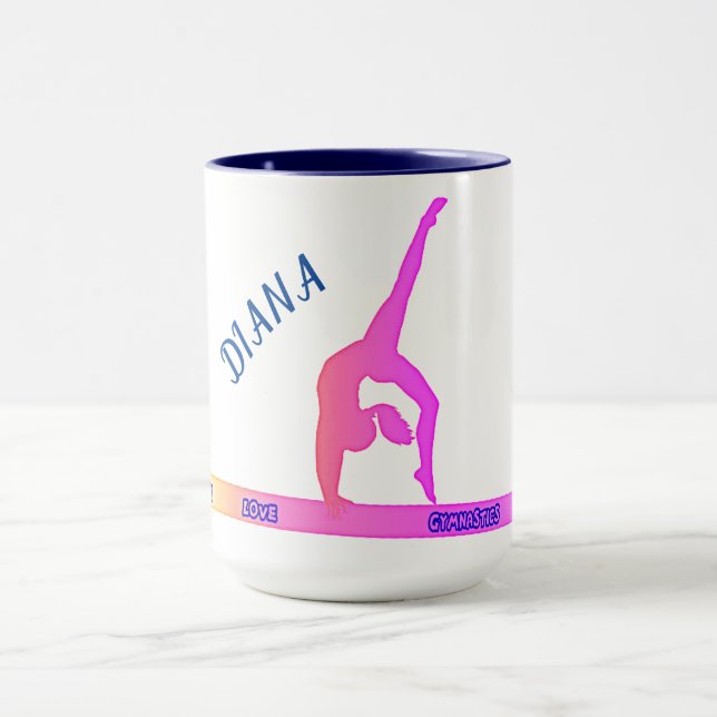 GYMNASTIC gymnast on balance beam coffee mug. Mug (Center)