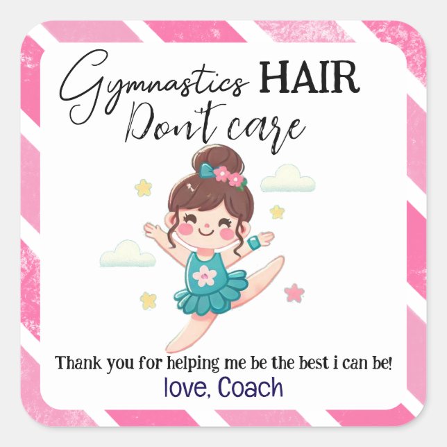 Gymnastic Hair Don't Care Square Sticker (Front)