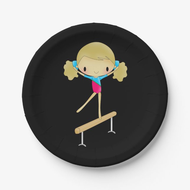Gymnastic paper plates gymnast party supplies (Front)