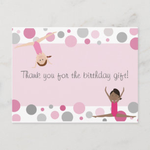 Gymnastic Party Thank You in Pinks & Grey Postcard