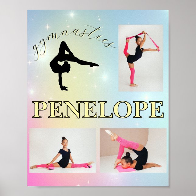 Gymnastic Pastel Rainbow Gradient 3 Photo Custom Poster (Front)