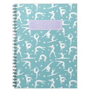 Gymnastic Training Teal Custom Name Modern Notebook