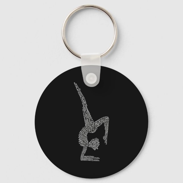 Gymnastic Typography Gymnast Gymnastics Sports Lov Keychain (Front)