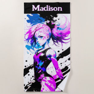 Gymnastics Abstract Spirit of the Gymnast Custom Beach Towel