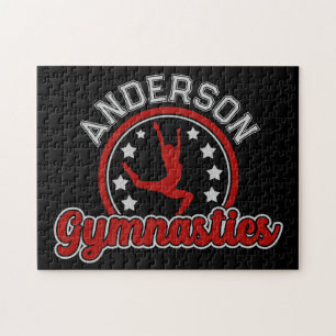 Gymnastics ADD NAME Gymnast Vault Floor Athlete Jigsaw Puzzle