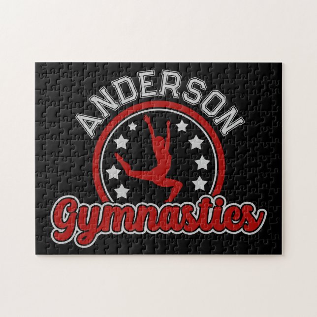 Gymnastics ADD NAME Gymnast Vault Floor Athlete Jigsaw Puzzle (Horizontal)
