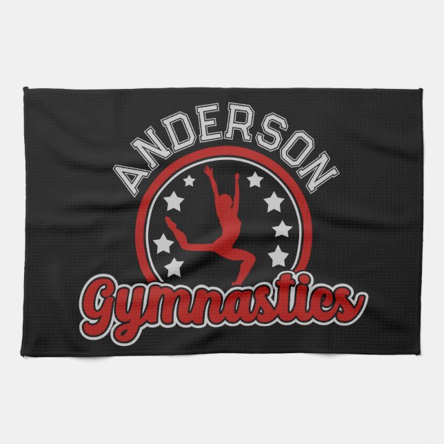 Gymnastics ADD NAME Gymnast Vault Floor Athlete Kitchen Towel (Horizontal)