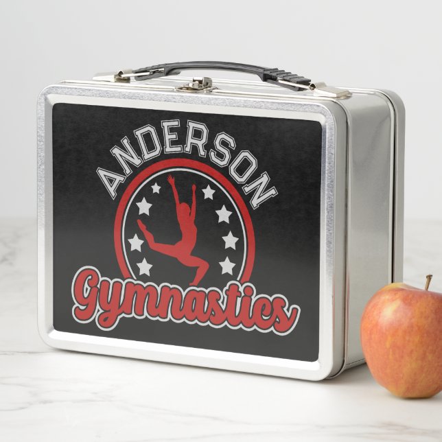 Gymnastics ADD NAME Gymnast Vault Floor Athlete  Metal Lunch Box (In Situ)