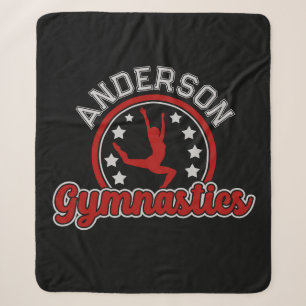 Gymnastics ADD NAME Gymnast Vault Floor Athlete Sherpa Blanket