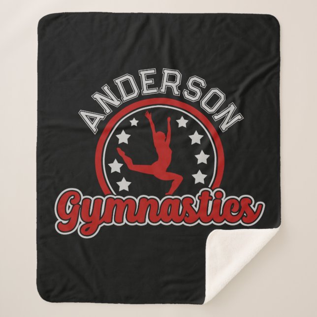 Gymnastics ADD NAME Gymnast Vault Floor Athlete Sherpa Blanket (Front)