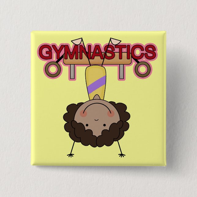 GYMNASTICS - African American Girl Handstands 2 Inch Square Button (Front)