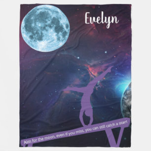Gymnastics Aim for the Moon Fleece Blanket